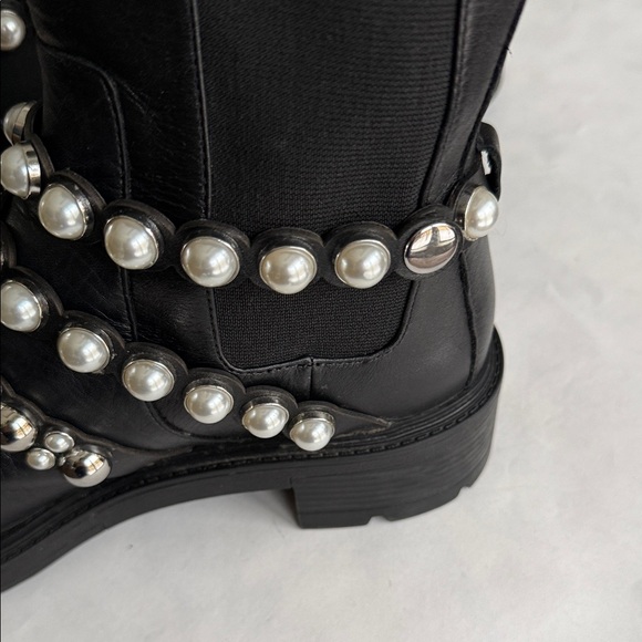 Zara Genuine Leather Boots with Silver Pearl Accents size 40 /9-9.5 - Picture 8 of 9